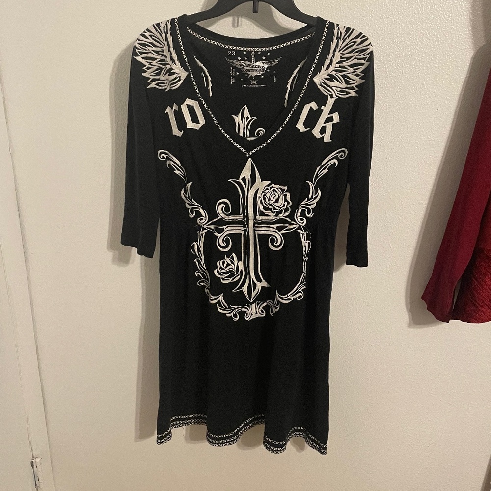 Rock & Roll Cowgirl Dress embroidered White Cross